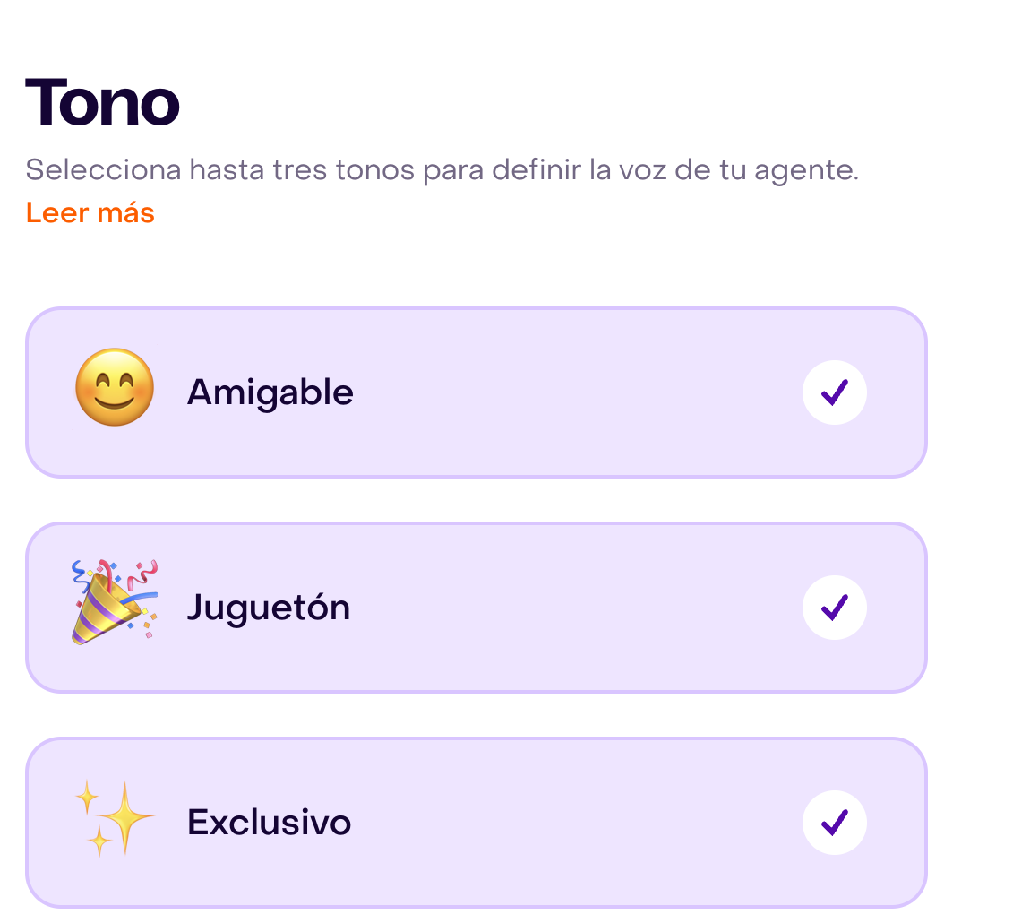 Tres tonos seleccionados en un borrador