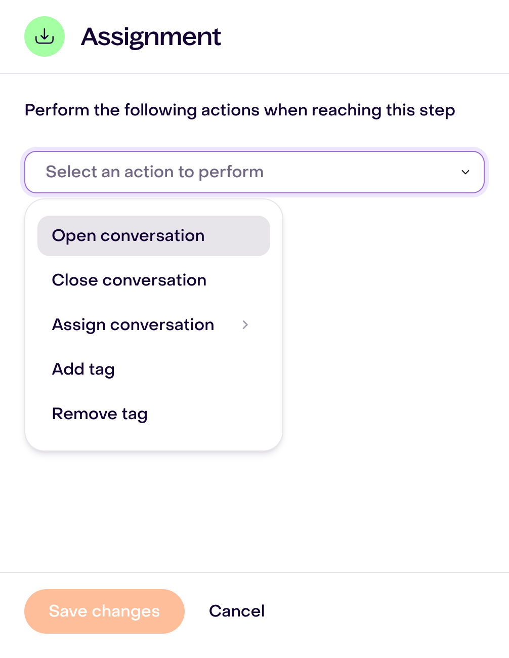 Actions in a journey Assignment step