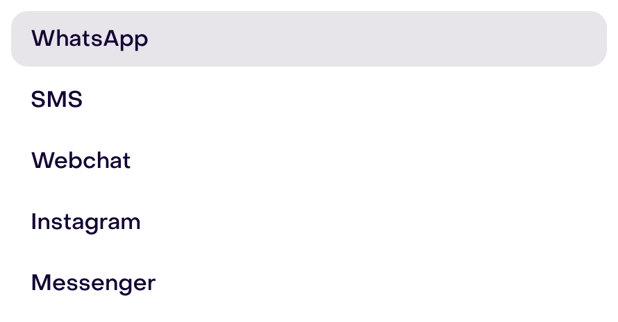 Real Technology menu in an unsaved new rule: WhatsApp, SMS, Webchat, Instagram, and Messenger; no technology selected.